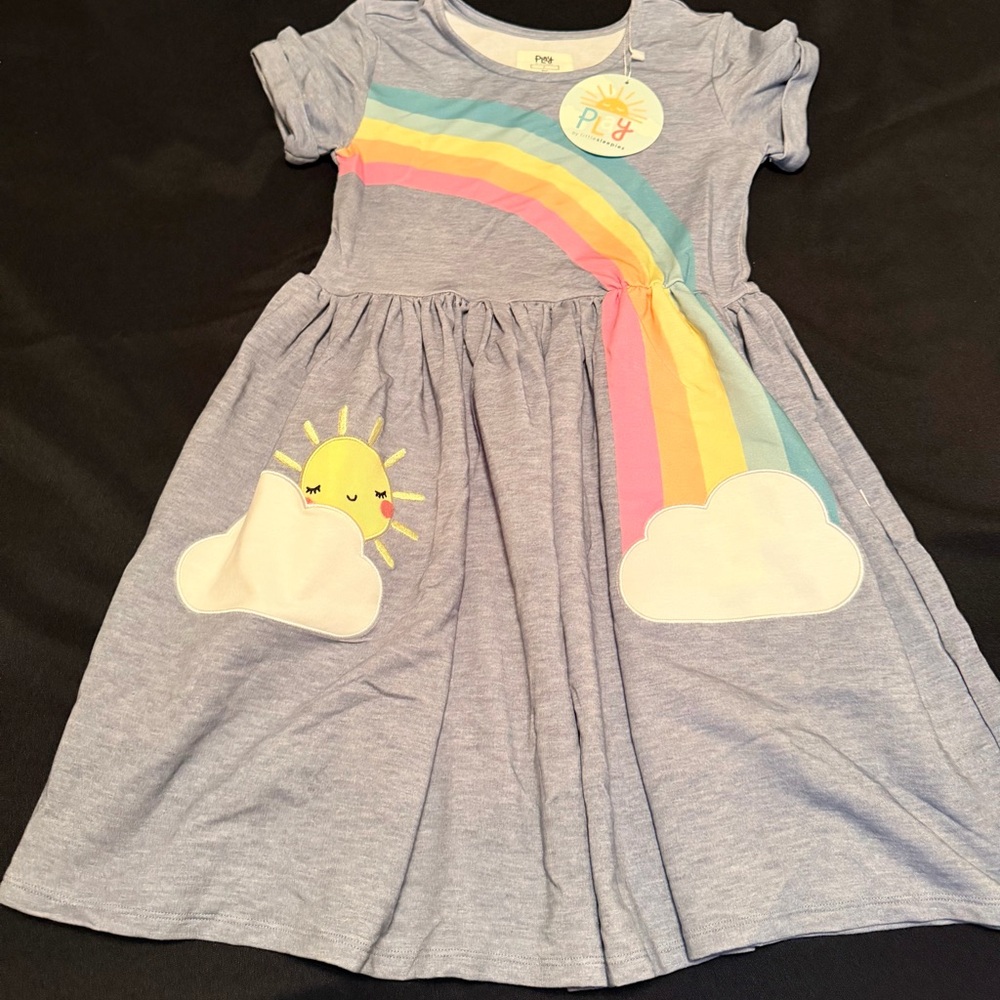Little Sleepies - Heather Blue Cloud Patch Dress - New